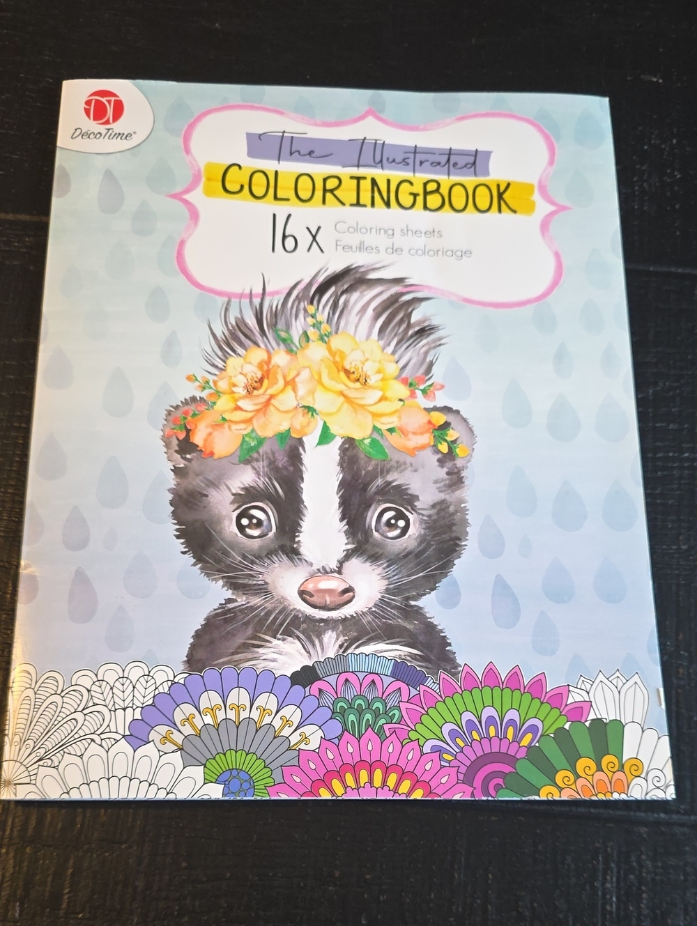 The Illustrated Coloring Book - Floral Skunk (Blue) by